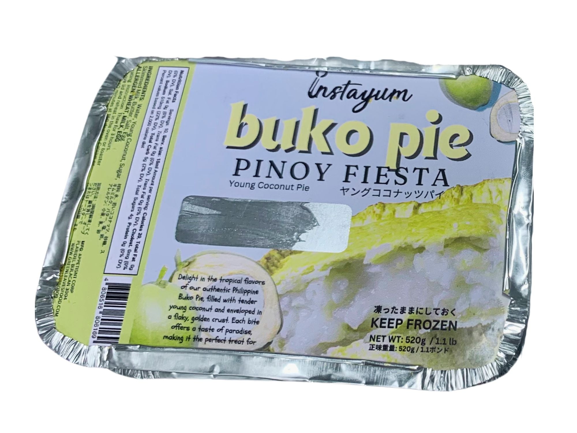 Instayum Frozen Buko Pie or Classic Filipino Style Young Coconut Pie