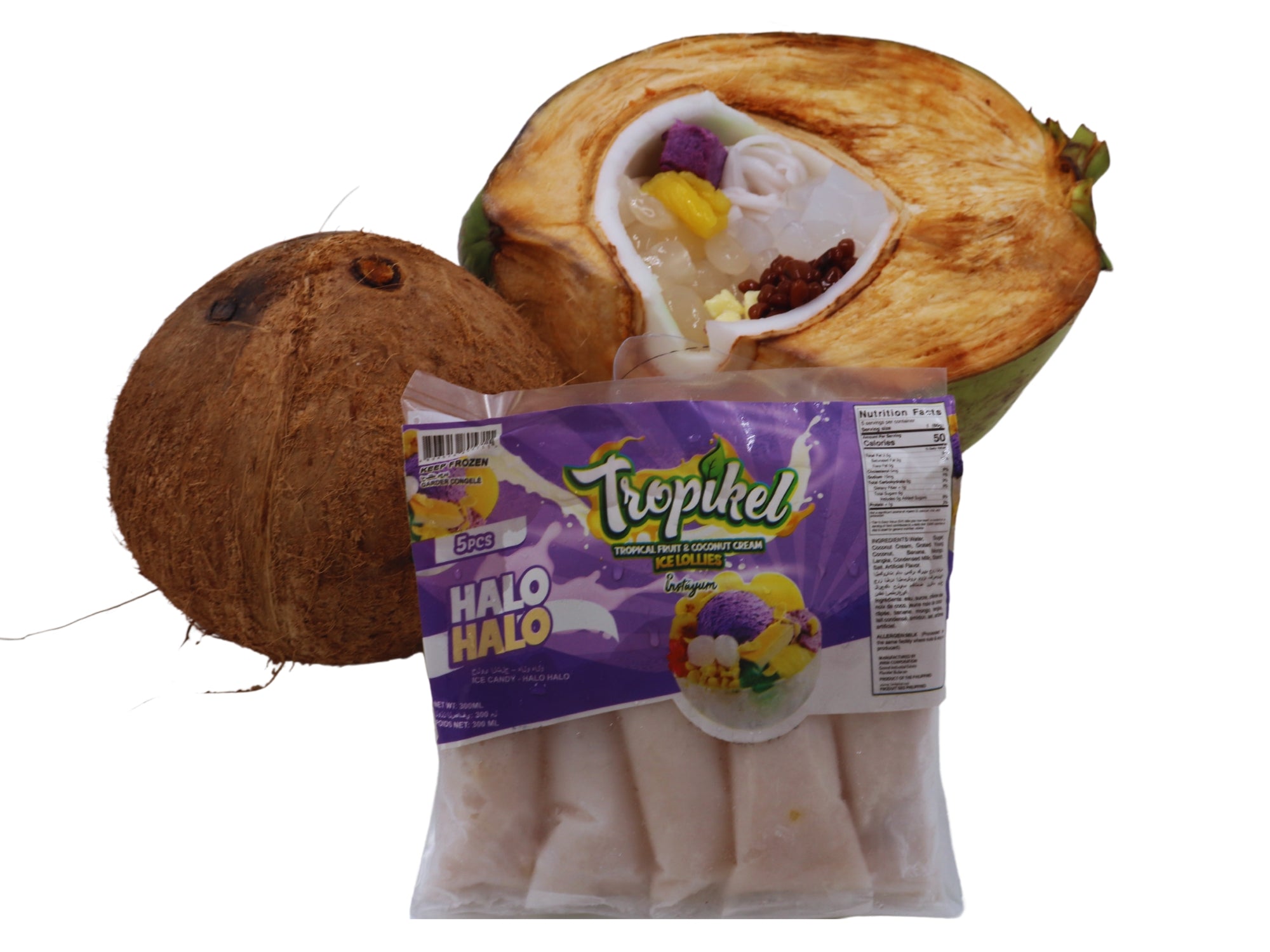 Instayum Tropikel Frozen Filipino Ice Candy or Ice Lollies Coconut Halo-Halo (5pcs)