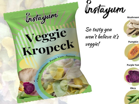 Instayum Veggie Kropek Okra, Pumpkin, Mushroom, Purple Yam 400g
